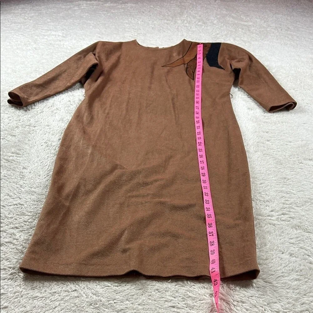 Vintage 80s Dolman‎ sleeve and pencil skirt brown chenille peplum belted dress
